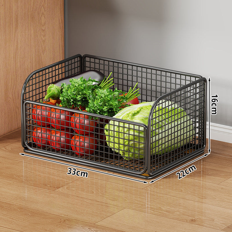 Two-Tier Metal Wire Kitchen Countertop Produce and Storage Rack with Removable Baskets