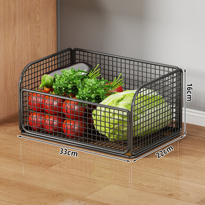 Two-Tier Metal Wire Kitchen Countertop Produce and Storage Rack with Removable Baskets