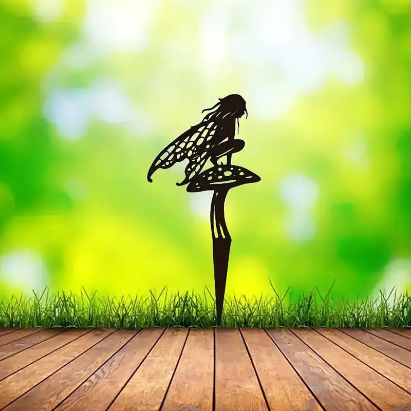 Garden stake with fairy motif