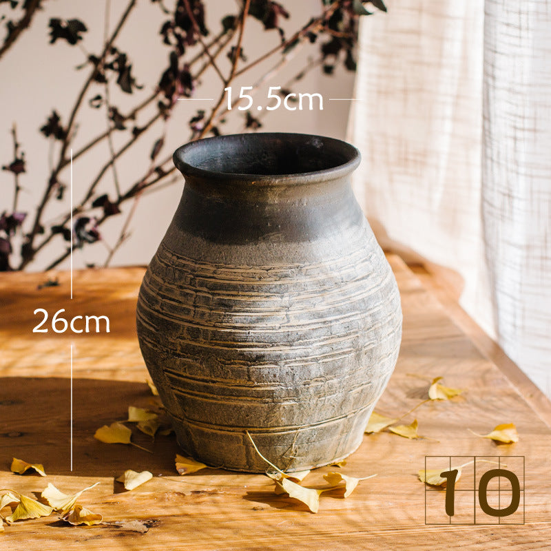 Rustic ceramic pot with handmade design