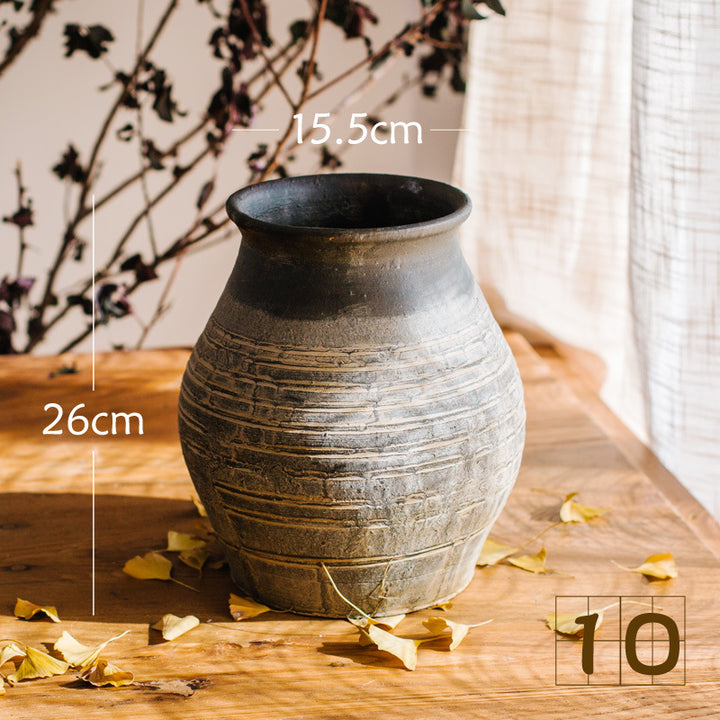 Rustic ceramic pot with handmade design