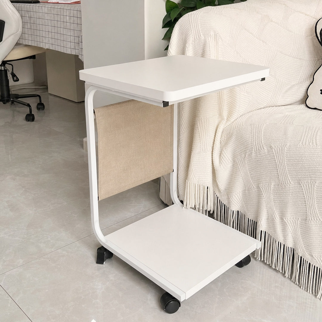 Rolling Desktop CPU Tower Stand with Wooden Base and Swivel Casters