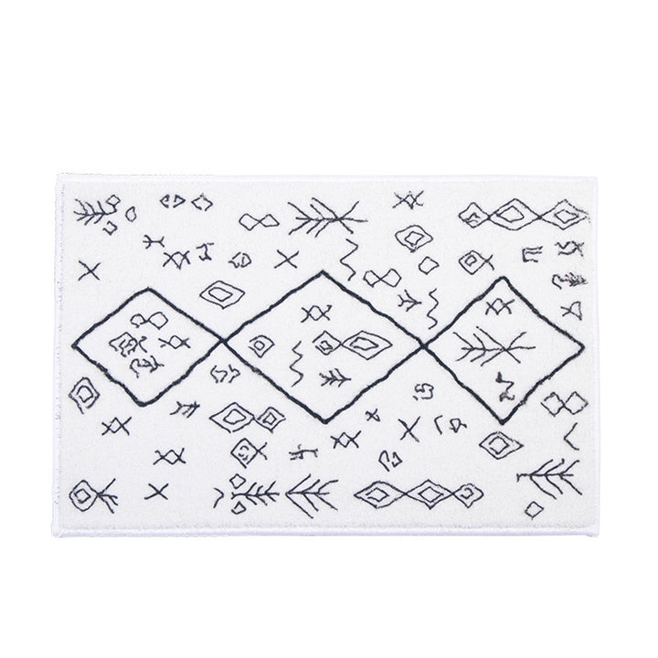Soft high-pile bath mat rug with Berber-inspired diamond pattern