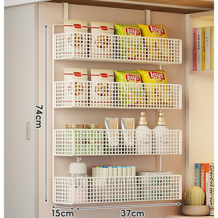 Wall-Mounted Grid Mesh Stacked Tiered Pantry and Bathroom Storage Baskets