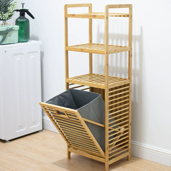 Laundry basket with bamboo frame and fabric insert