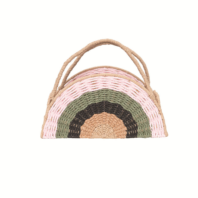 Woven Straw Rainbow Tote