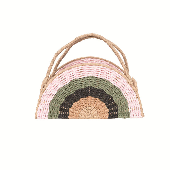Woven Straw Rainbow Tote