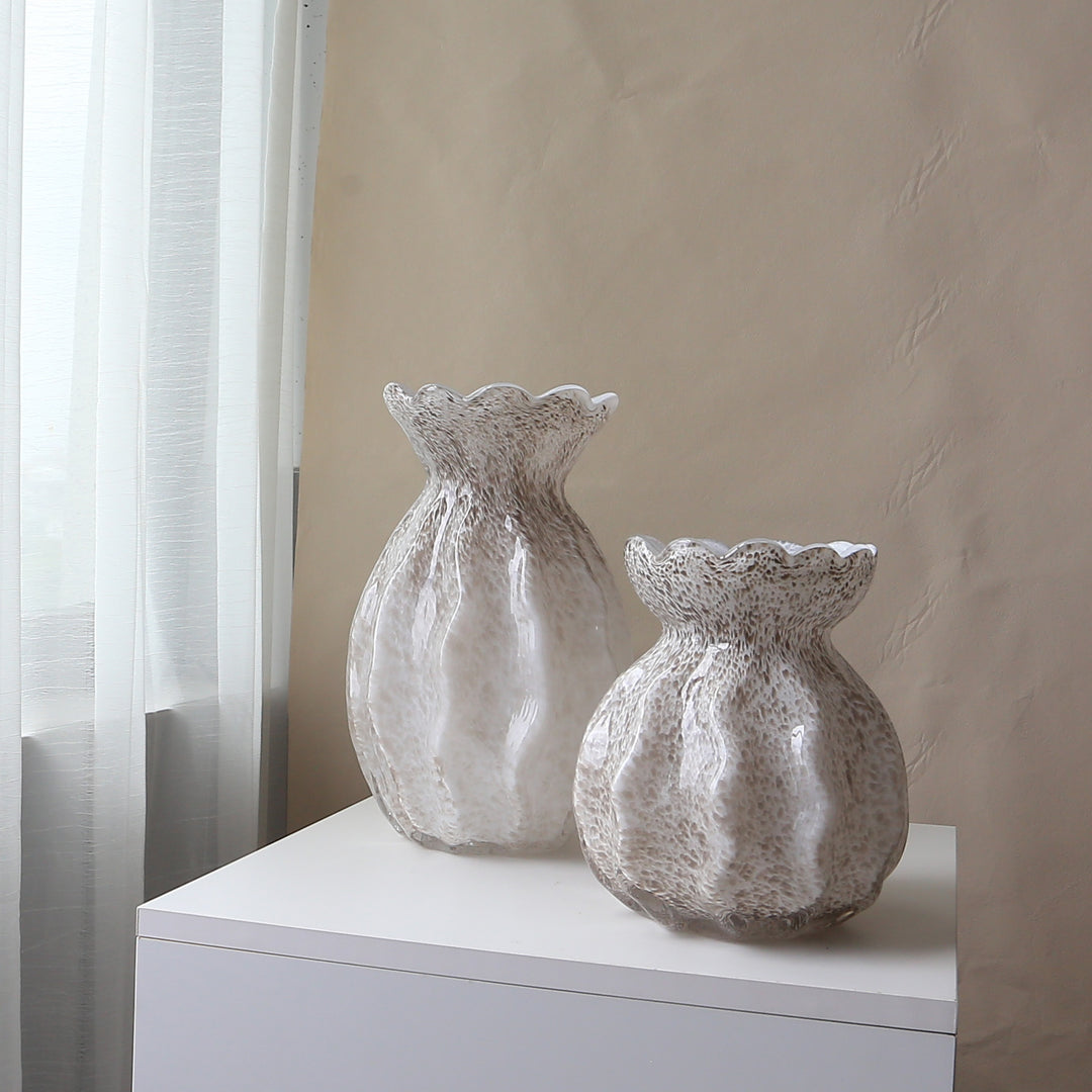 Handcrafted Pebbled Scalloped-Rim Decorative Bud Vase