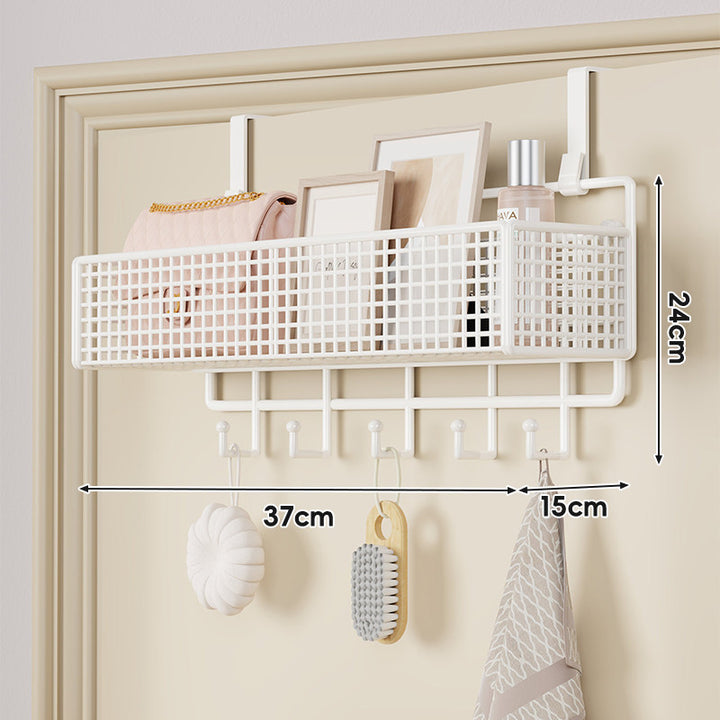 Over-Door Double-Tier Grid Hanging Storage Basket