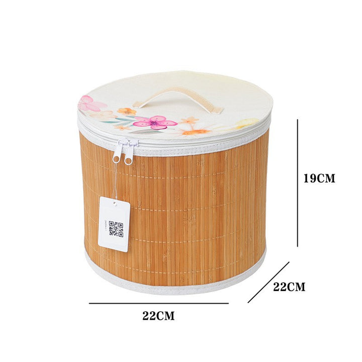 Storage basket with zipper and floral design