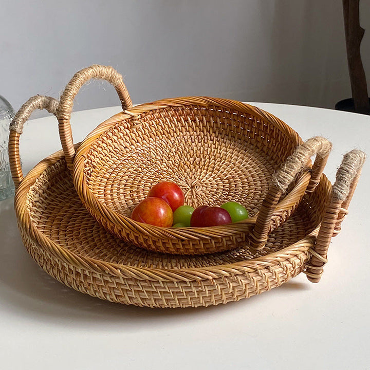 Handwoven storage basket with sturdy handles