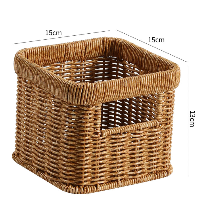 Handwoven Decorative Storage Basket With Cut-Out Handles