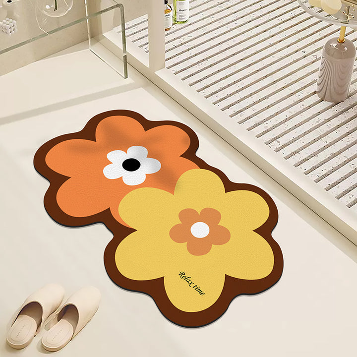 Floral Design Bath Mat for Bathroom