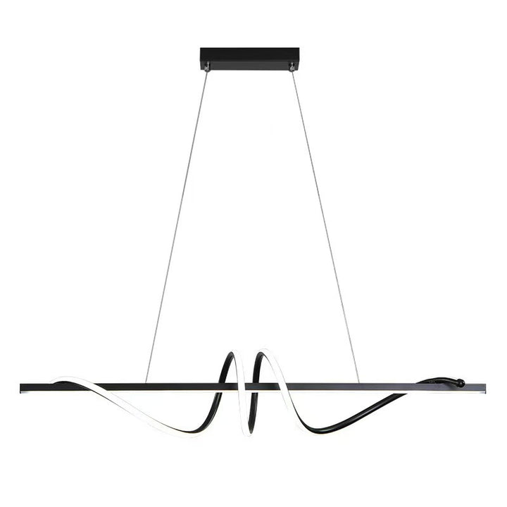 Sculptural LED Wave Linear Pendant Light with Loop Accent