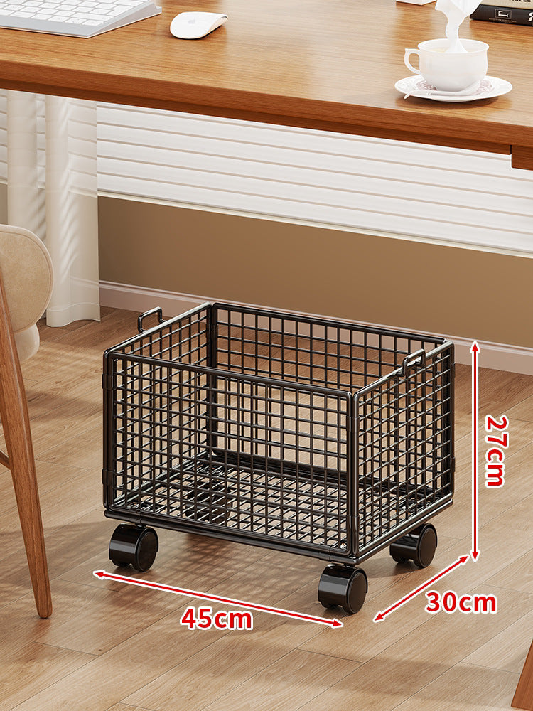 Rolling Wire Mesh Under-Desk Storage Cart with Swivel Casters