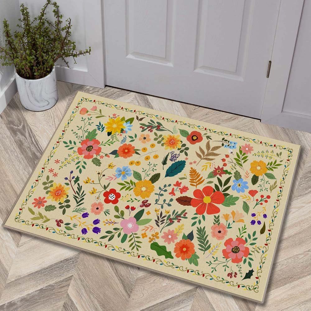 Luxurious Floral Design Bath Mat