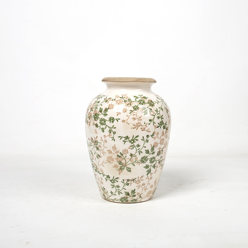 Elegant floral ceramic carafe