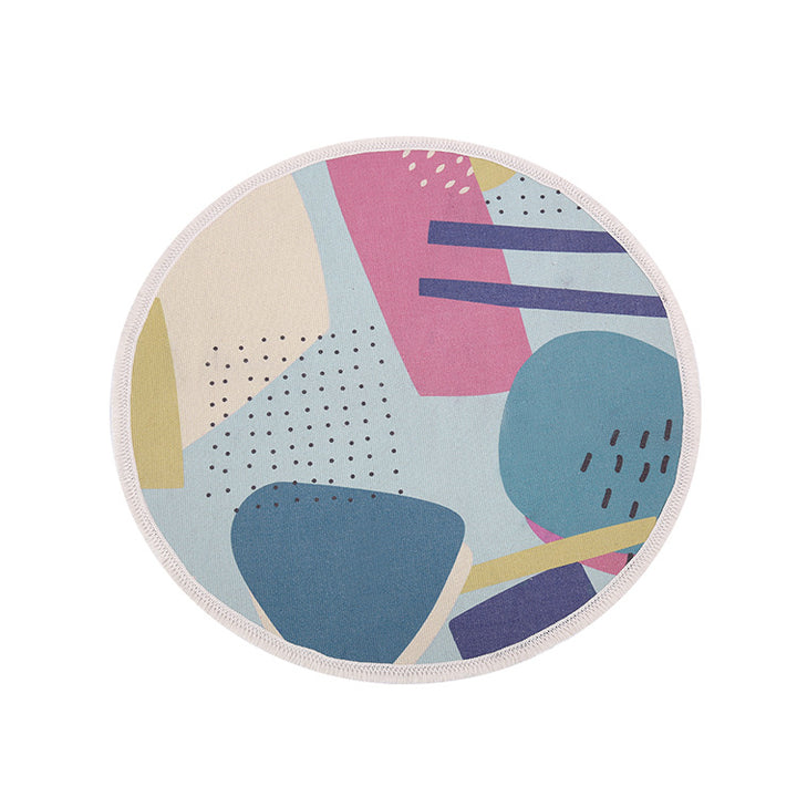 Round Decorative Living Room Carpet with Modern Geometric Pattern