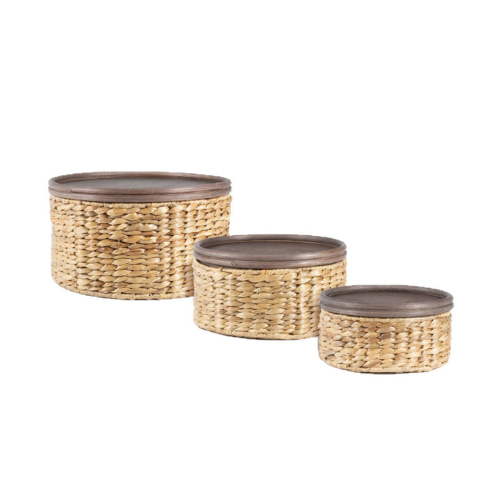 Handwoven storage basket with two handles