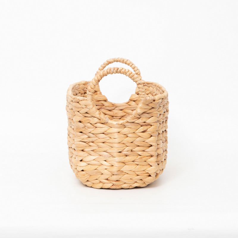 Rustic storage basket made of woven natural material