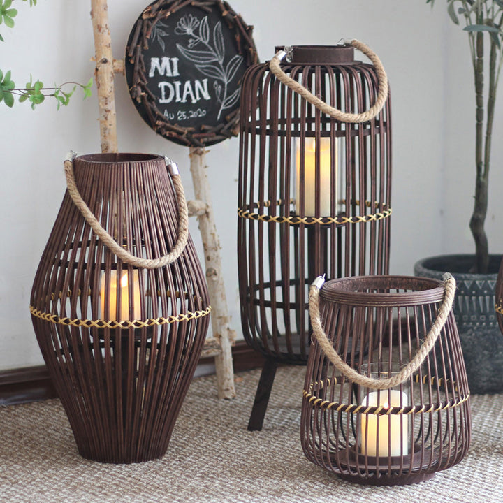 Rustic Rattan Lantern