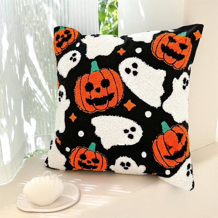 Playful Pumpkin-Themed Throw Pillow