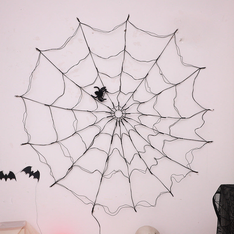 Spiderweb LED Halloween Wall Light Decoration with Artificial Spider