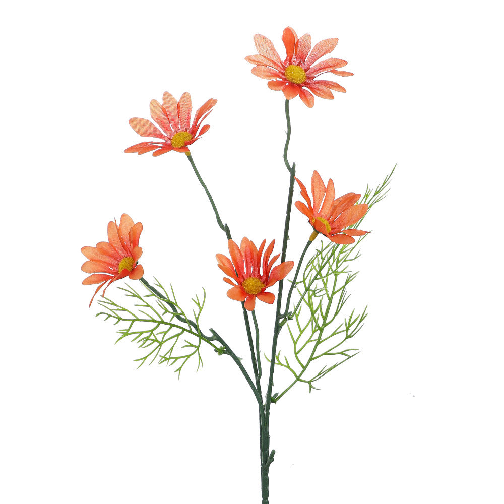 Artificial flower branch with bright blooms and delicate leaves