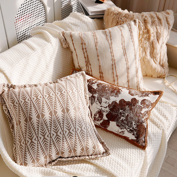 Floral Embroidered Decorative Lumbar Pillow