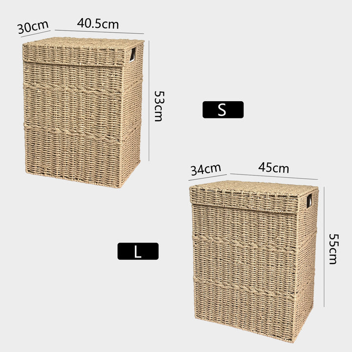 High-quality laundry basket with lid and natural weave