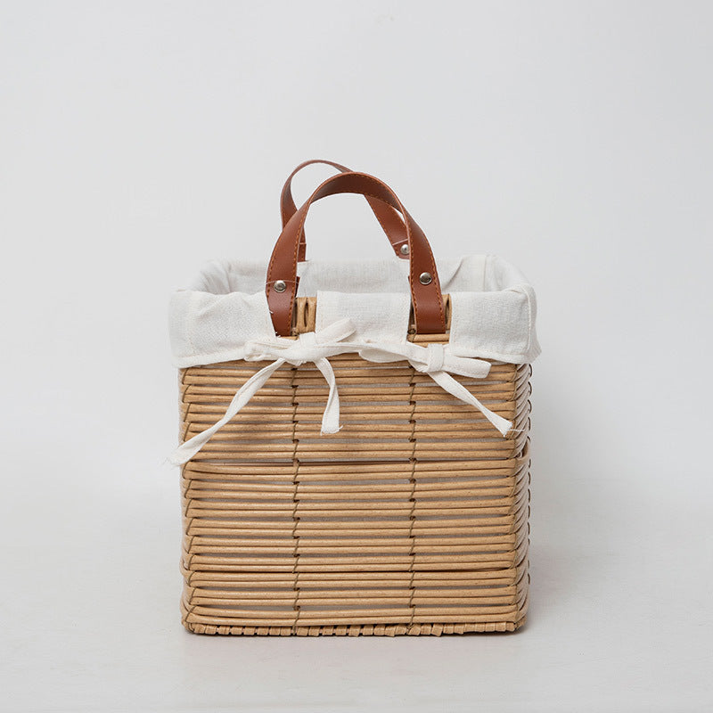 Multifunctional storage basket with linen cover