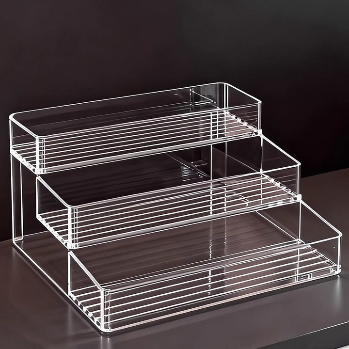 Acrylic Three-Tier Display Organizer for Cosmetics and Countertop Storage