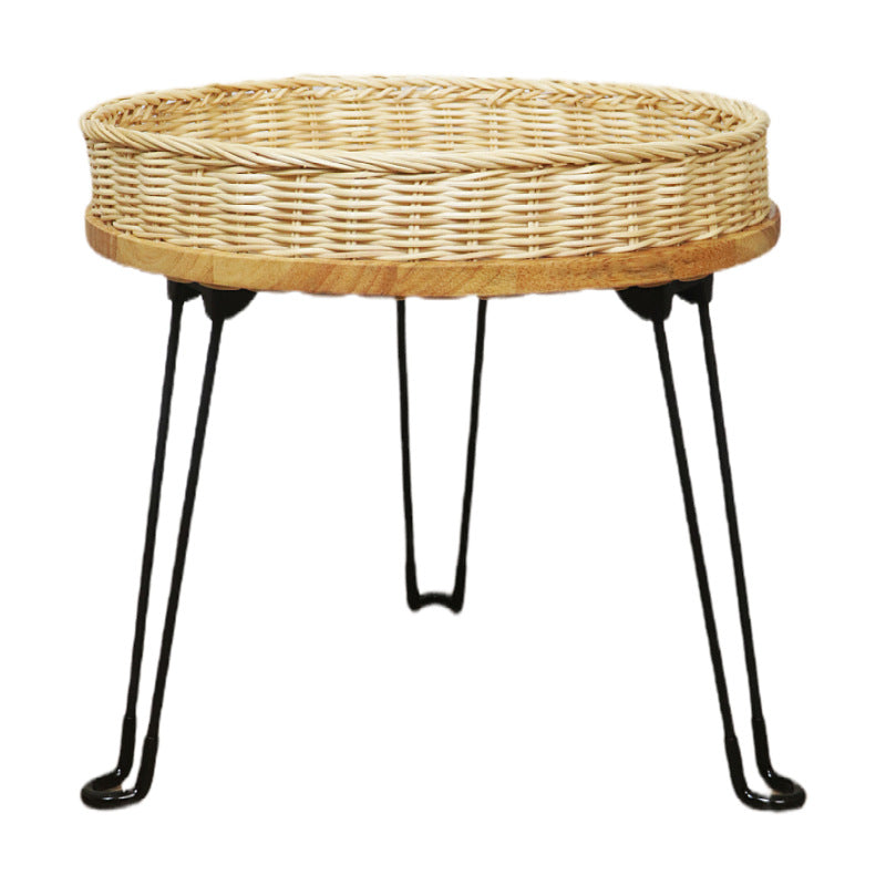 Decorative side table made of braided material