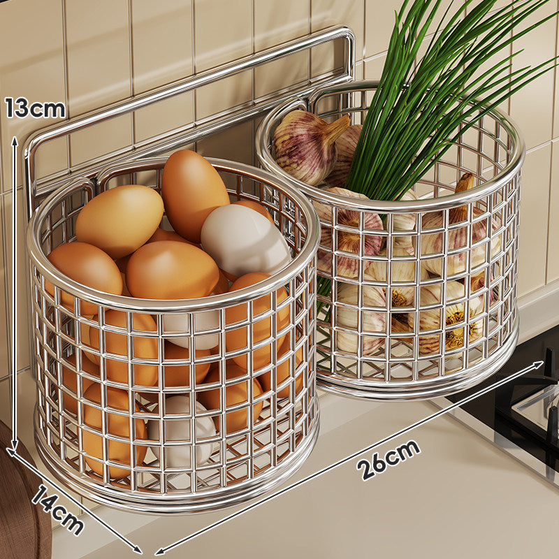 Wall-Mounted Stainless Steel Wire Egg Storage Basket