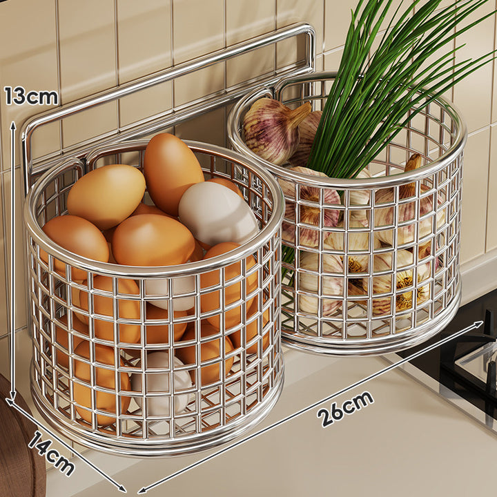 Wall-Mounted Stainless Steel Wire Egg Storage Basket