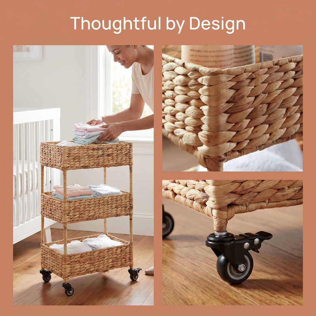 Mobile storage cart made of natural fabric