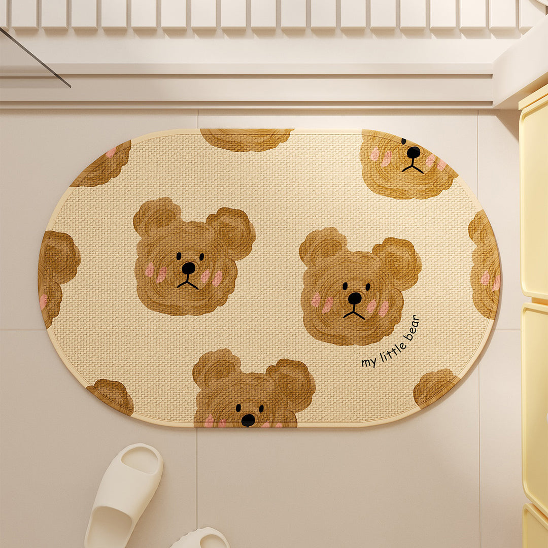Bear Face-Themed Absorbent Bath Mat for Bathroom