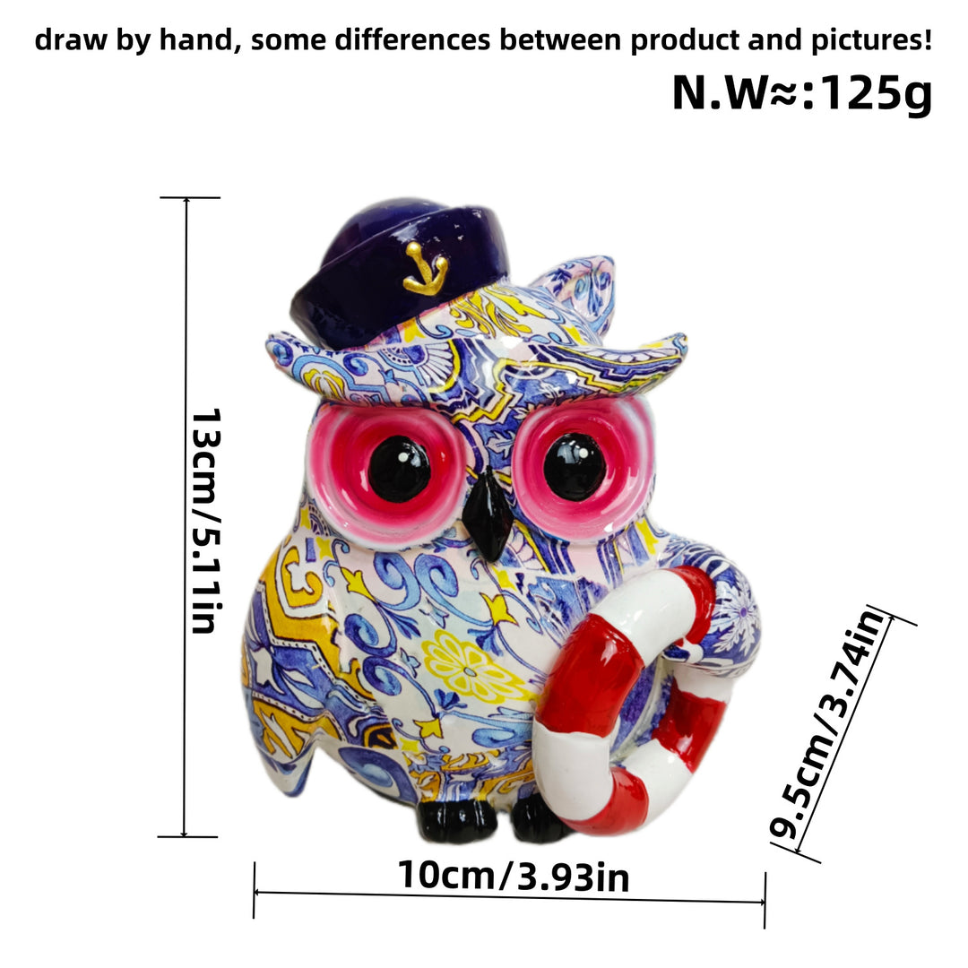 Artistic owl figure in maritime design