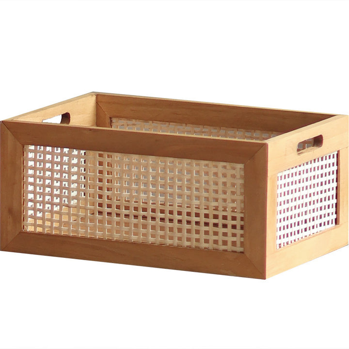 Storage basket made of natural wood