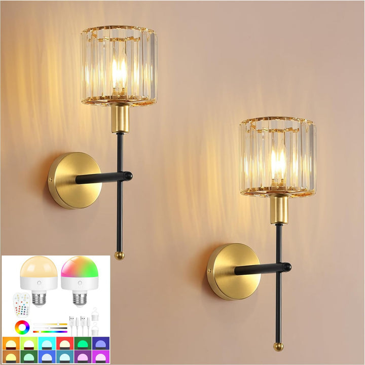Crystal-accented LED wall lamp