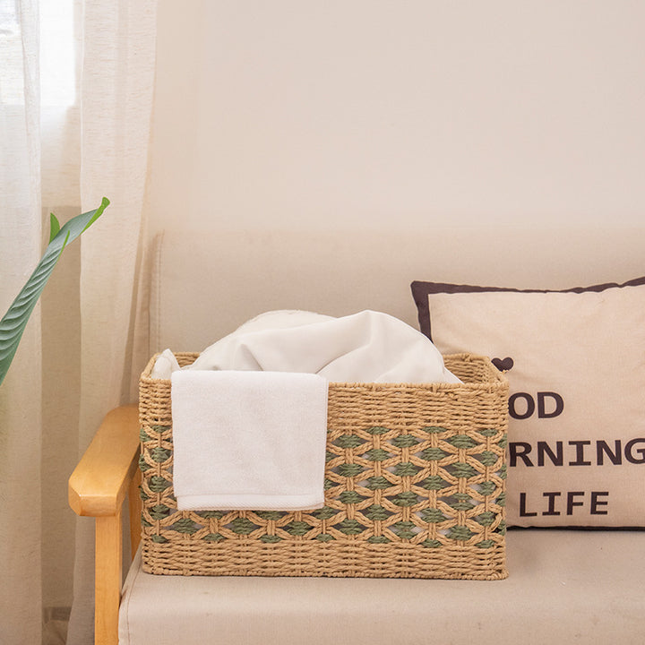 Natural decorative storage basket with woven design