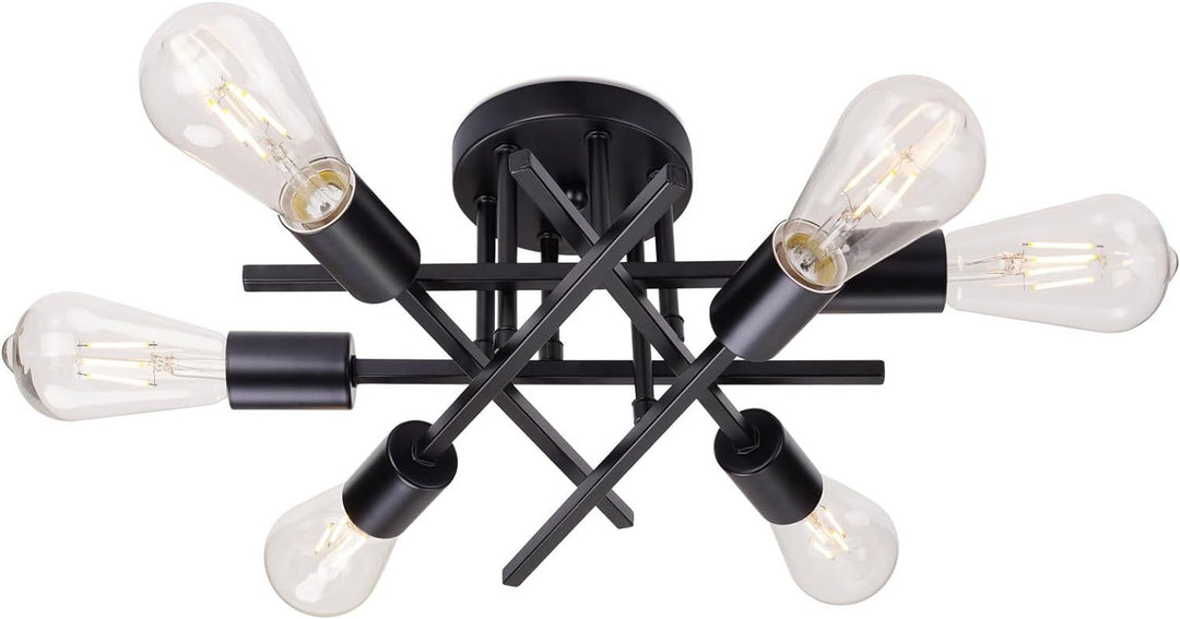 Modern Industrial Crossbar Four-Light Semi-Flush Ceiling Light