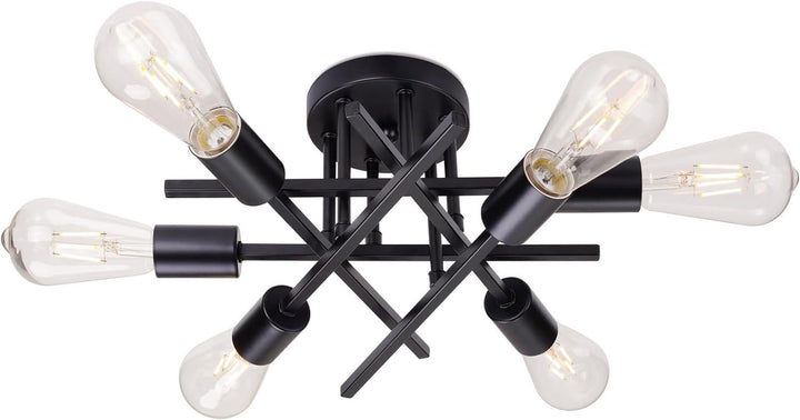 Modern Industrial Crossbar Four-Light Semi-Flush Ceiling Light