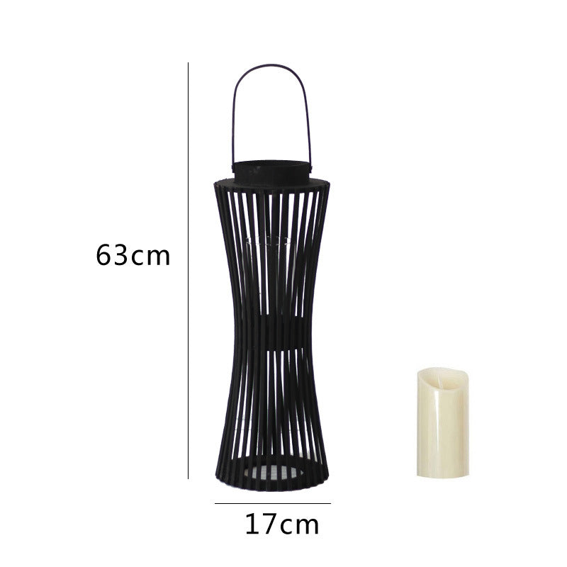 Elegant lantern made of woven wood