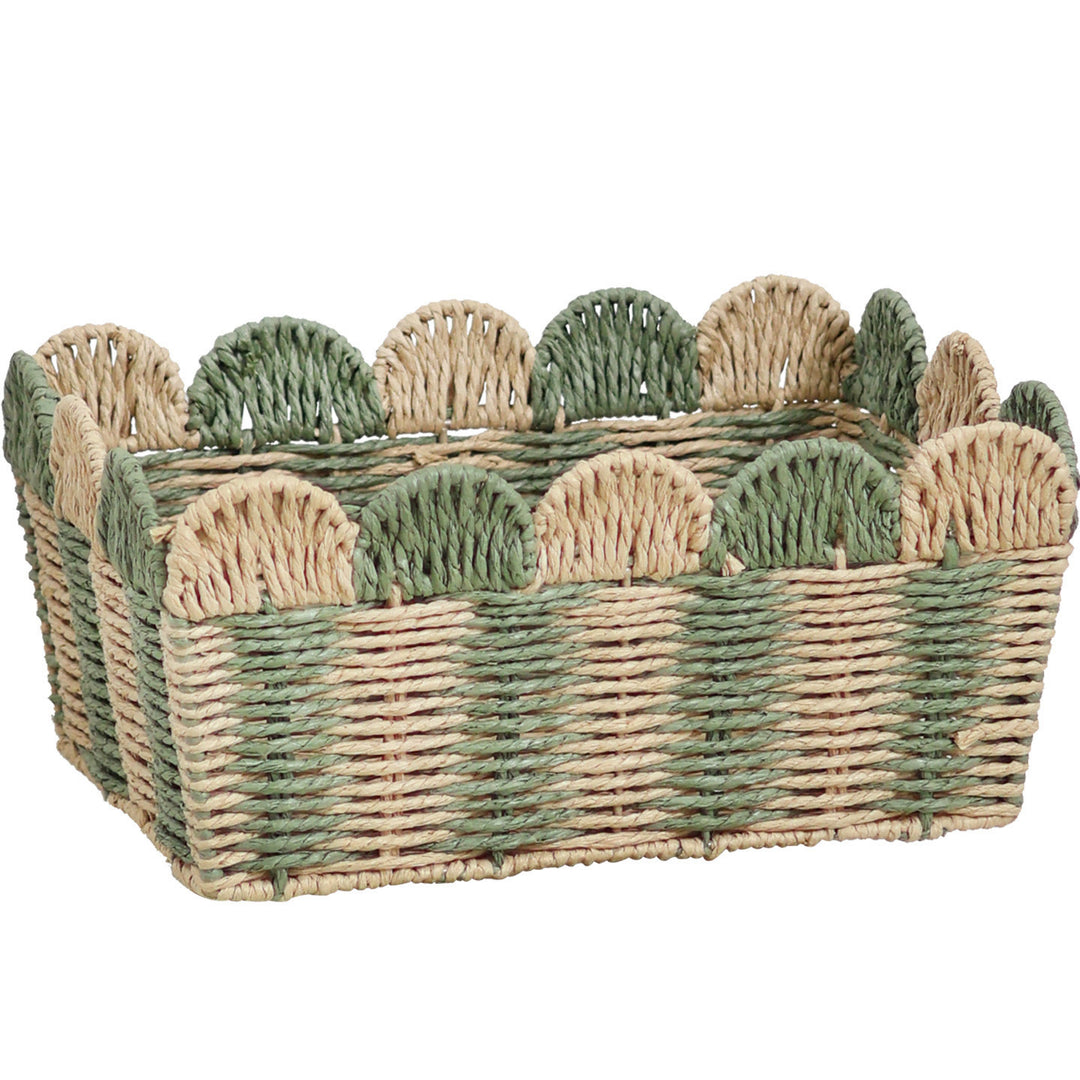 Decorative storage basket made of woven material