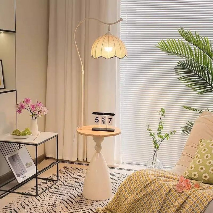 Modern floor lamp with integrated side table