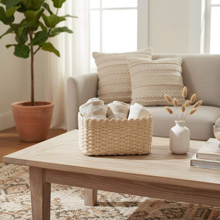 Stylish storage basket with removable inner lining