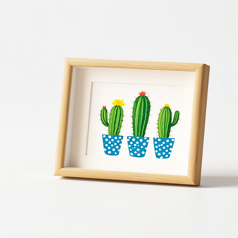 Stylish Cactus Illustration Wall Art Frame