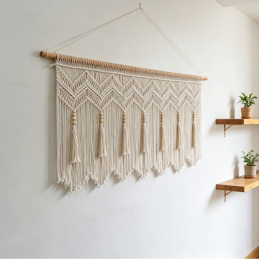 More elegant macramé wall hanging with artistic fringes and geometric patterns