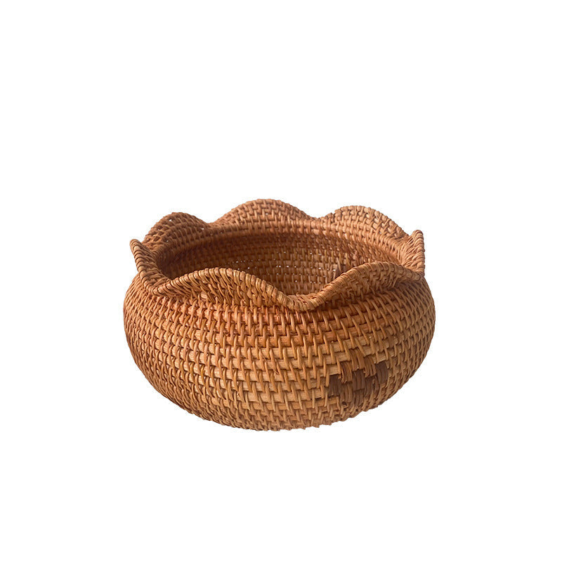 Handcrafted storage basket with wavy edge